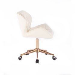 Kosmetická židle MILANO na zlaté podstavě s kolečky - krémová