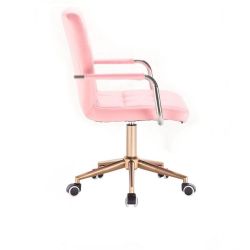 Kosmetická židle VERONA na zlaté podstavě s kolečky - růžová