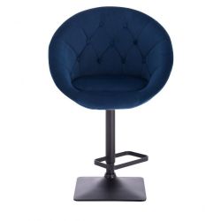 Barová židle VERA VELUR na černé podstavě - modrá