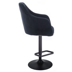 Barová židle ROMA VELUR na černém talíři - černá