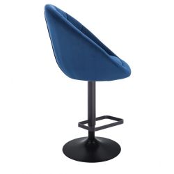 Barová židle VERA VELUR na černém talíři - modrá