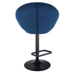 Barová židle VERA VELUR na černém talíři - modrá