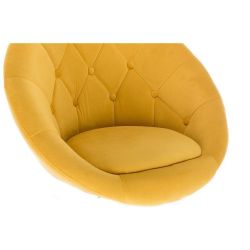 Barová židle VERA VELUR na kulaté stříbrné podstavě - žlutá