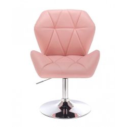 Kosmetická židle MILANO MAX na stříbrném talíři - růžová