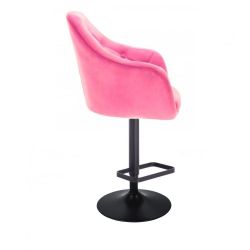  Barová židle ANDORA VELUR na černém talíři - růžová