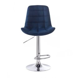 Barová židle PARIS VELUR na stříbrném talíři - modrá