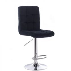 Barová židle TOLEDO VELUR na stříbrném talíři - černá