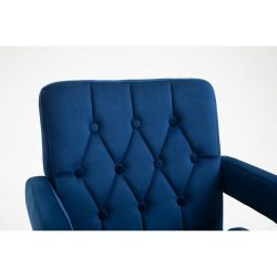 Kosmetická židle BOSTON VELUR na černém talíři - modrá LuxuryForm