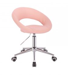 Kosmetická židle NAPOLI na stříbrné podstavě s kolečky - růžová