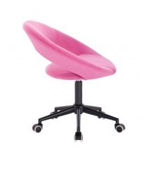 Kosmetická židle NAPOLI VELUR na černé podstavě s kolečky - růžová
