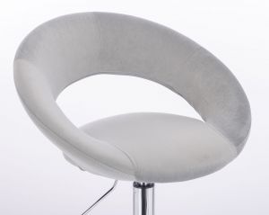 Kosmetická židle NAPOLI VELUR na stříbrné podstavě s kolečky - světle šedá
