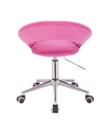 Kosmetická židle NAPOLI VELUR na stříbrné podstavě s kolečky - růžová