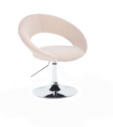 Kosmetická židle NAPOLI VELUR na stříbrném talíři - krémová