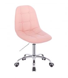Kosmetická židle SAMSON na stříbrné podstavě s kolečky - růžová