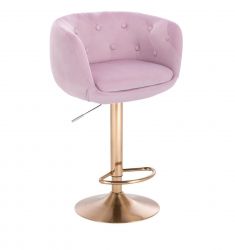 Barová židle MONTANA  VELUR na zlatém talíři - fialový vřes