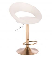 Barová židle NAPOLI na zlatém talíři - bílá
