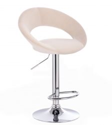 Barová židle NAPOLI  VELUR na stříbrném talíři - krémová