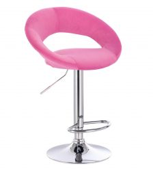 Barová židle NAPOLI  VELUR na stříbrném talíři - růžová