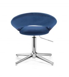 Kosmetická židle NAPOLI VELUR na stříbrném kříži - modrá