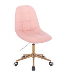 Kosmetická židle SAMSON na zlaté základně s kolečky - růžová