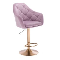 Barová židle ANDORA VELUR  na zlatém talíři - fialový vřes