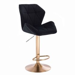 Barová židle MILANO MAX VELUR na zlatém talíři - černá