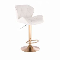 Barová židle MILANO na zlatém talíři - bílá
