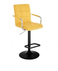Barová židle VERONA VELUR na černém talíři - žlutá