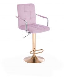 Barová židle VERONA VELUR na zlatém talíři -  fialový vřes