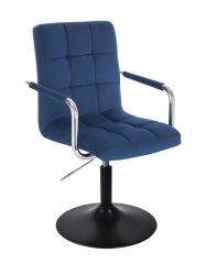 Kosmetická židle VERONA VELUR na černém talíři - modrá