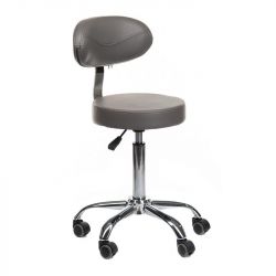 Kosmetická židle BERN s opěrátkem na stříbrné podstavě s kolečky - šedá