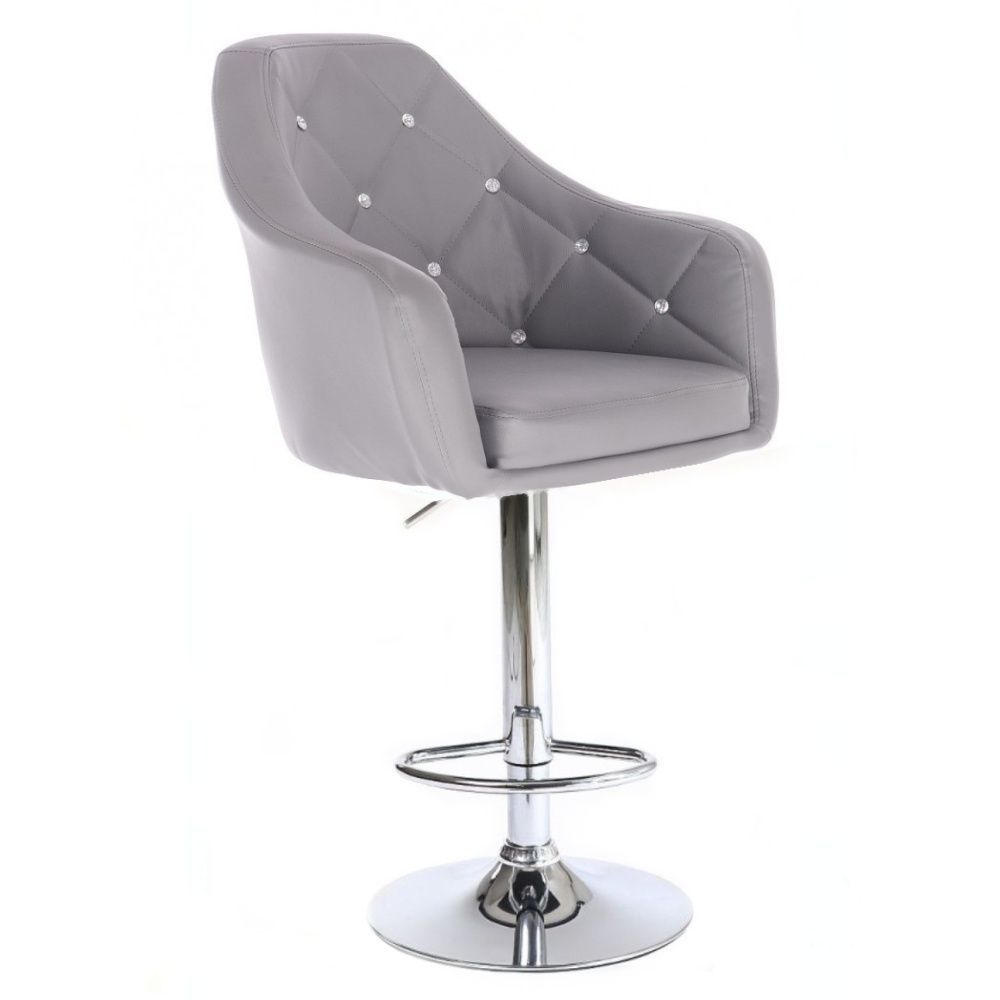 Barová židle ROMA na stříbrné kulaté podstavě - šedá