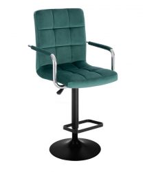 Barová židle VERONA VELUR na černém talíři - zelená