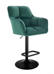 Barová židle AMALFI VELUR na černém talíři - zelená