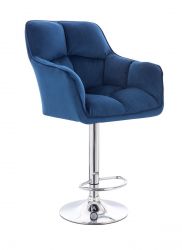 Barová židle AMALFI VELUR na stříbrném talíři - modrá