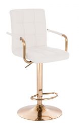 Barová židle VERONA GOLD na zlatém talíři - bílá