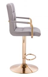 Barová židle VERONA GOLD na zlatém talíři - šedá