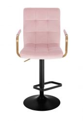 Barová židle VERONA GOLD VELUR na černém talíři - růžová