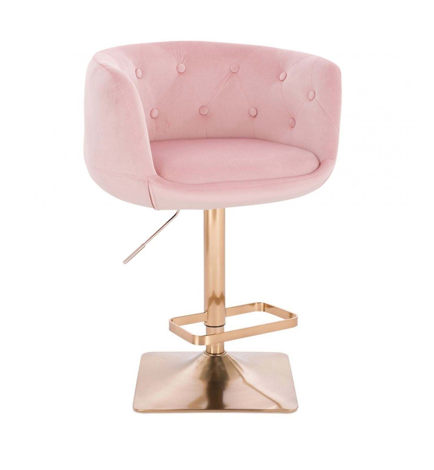 Barová židle MONTANA VELUR na zlaté hranaté podstavě - růžová
