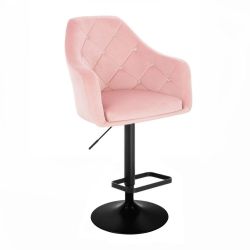 Barová židle ROMA VELUR na černém talíři - světle růžová