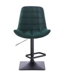 Barová židle PARIS VELUR na černé hranaté podstavě - zelená
