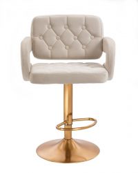 Barová židle  ADRIA VELUR na zlatém talíři - krémová