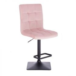  Barová židle TOLEDO VELUR na černé podstavě - růžová