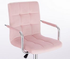 Kosmetická židle VERONA VELUR na stříbrném talíři - růžová