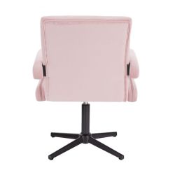 Kosmetická židle  BOSTON VELUR na černém kříži - světle růžová