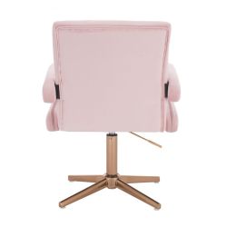 Kosmetická židle BOSTON VELUR na zlatém kříži - světle růžová
