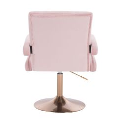 Kosmetická židle BOSTON VELUR na zlatém talíři - světle růžová