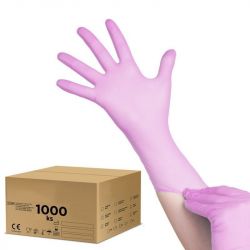 Jednorázové nitrilové rukavice růžové - velikost M - karton 10ks