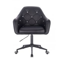 Kosmetická židle ROMA na černé podstavě s kolečky - černá