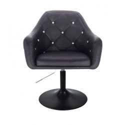 Kosmetická židle ROMA na černé kulaté podstavě - černá